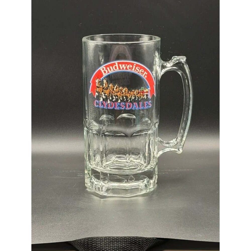 Vintage Budweiser Clydesdales Beer Mug Glass Stein Anheuser Busch USA